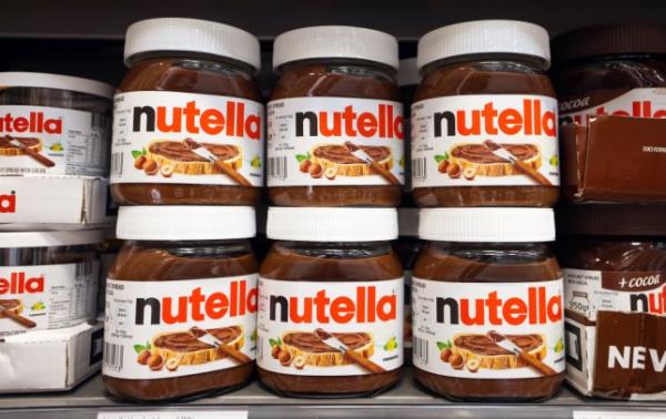Jars of Nutella on supermarket shelf